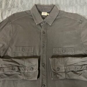 FAHERTY BRAND Mens Dark Grey Long Sleeve Button Down Shirt Organic Cotton Size L
